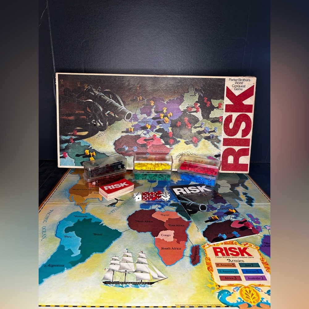 Risk Board Game 1980 Parker Brothers Complete Extra Dice Vintage EUC